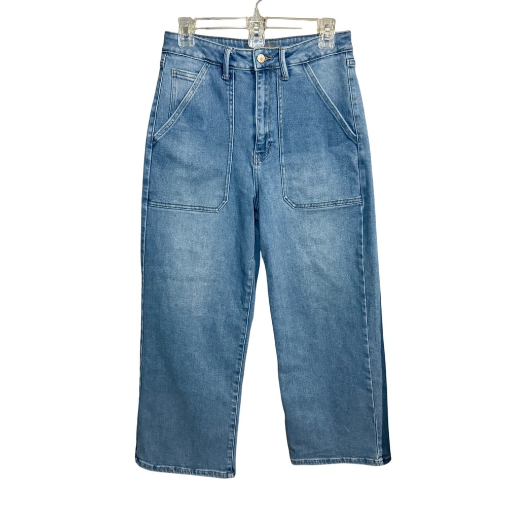 Just USA Wide Leg Carpenter Jeans Women 8 Utility High Rise Patch Pocket Casual